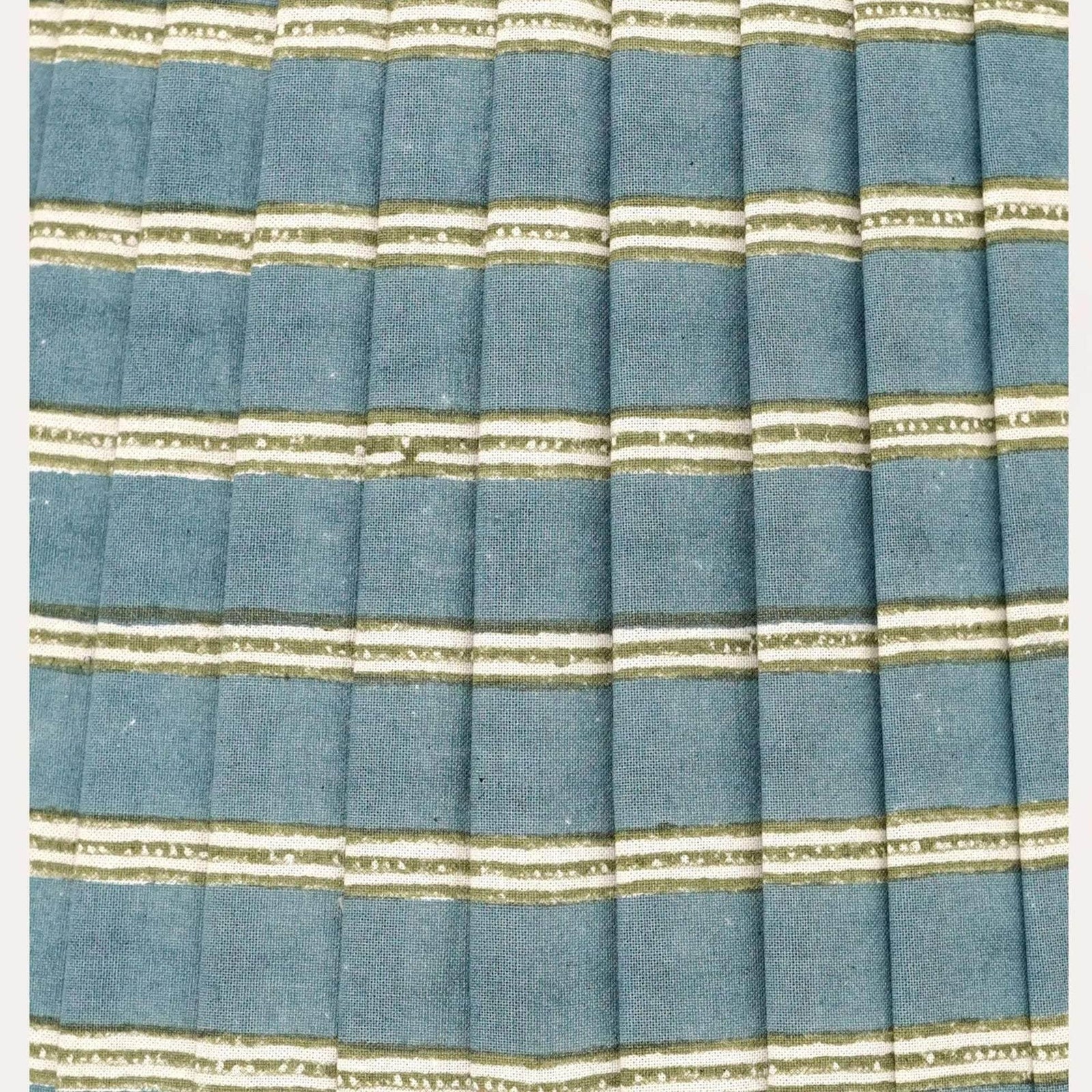 Edo Stripe Pleated Lampshade - Blue and Sage Green