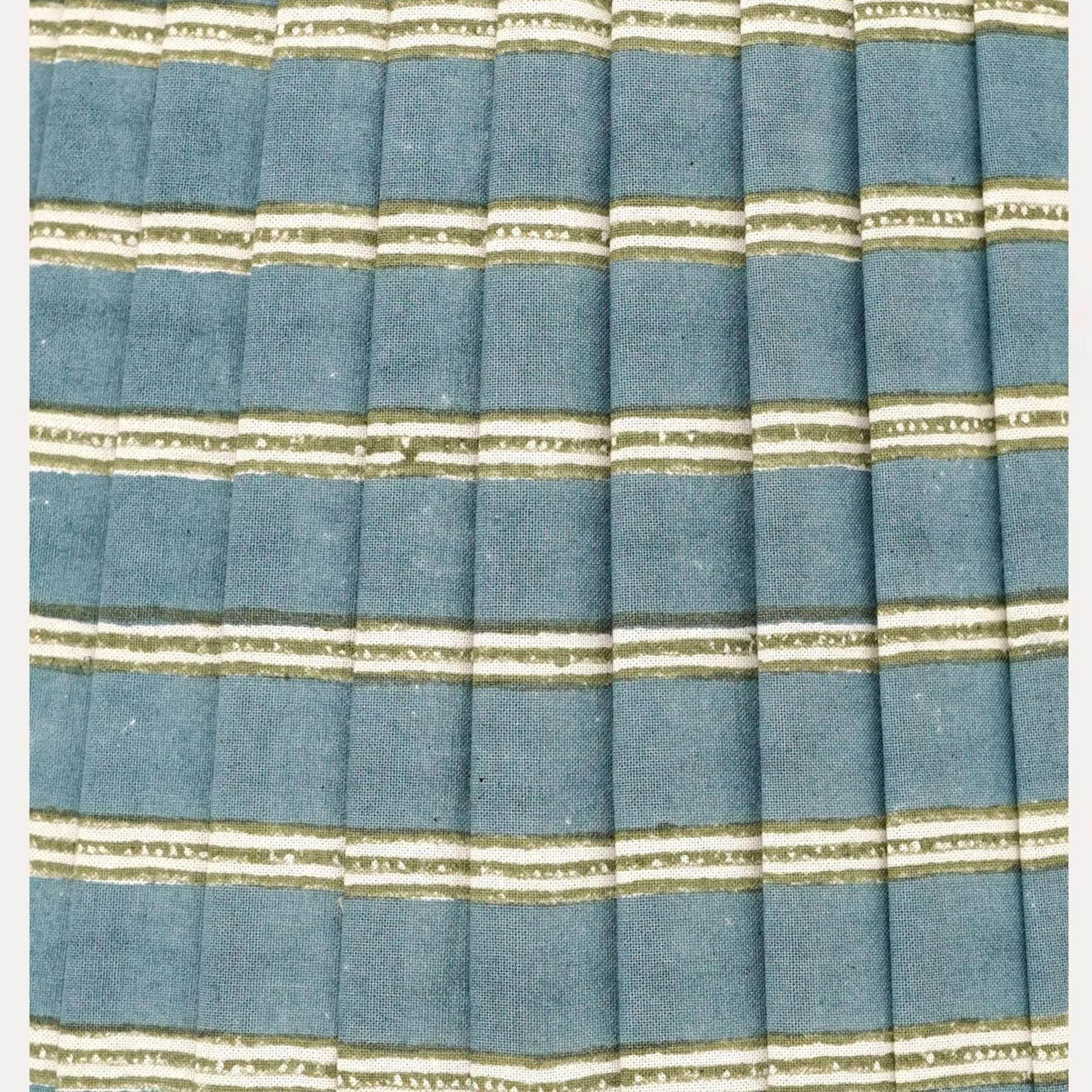 Edo Stripe Pleated Lampshade - Blue and Sage Green