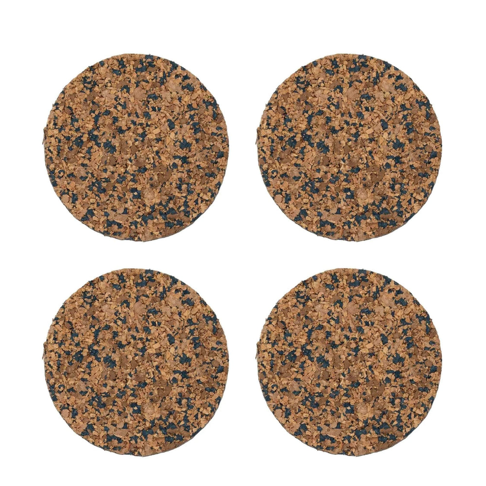 Navy Speckled Round Cork Coasters - Set of 4