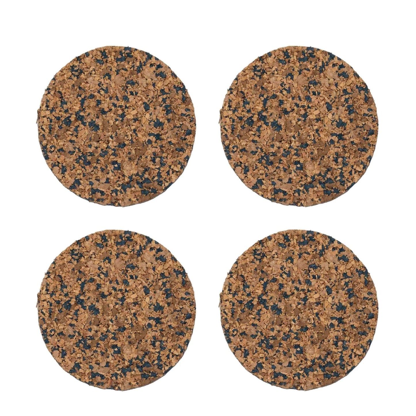 Navy Speckled Round Cork Coasters - Set of 4