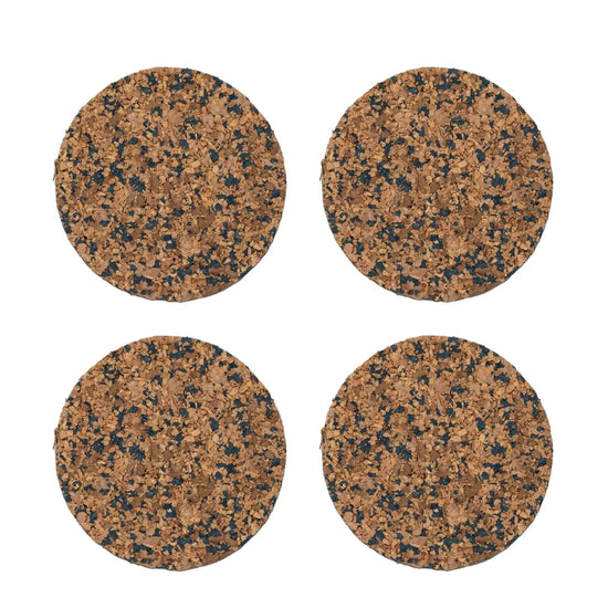 Navy Speckled Round Cork Coasters - Set of 4