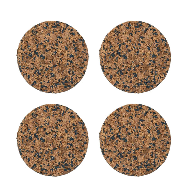 Navy Speckled Round Cork Coasters - Set of 4