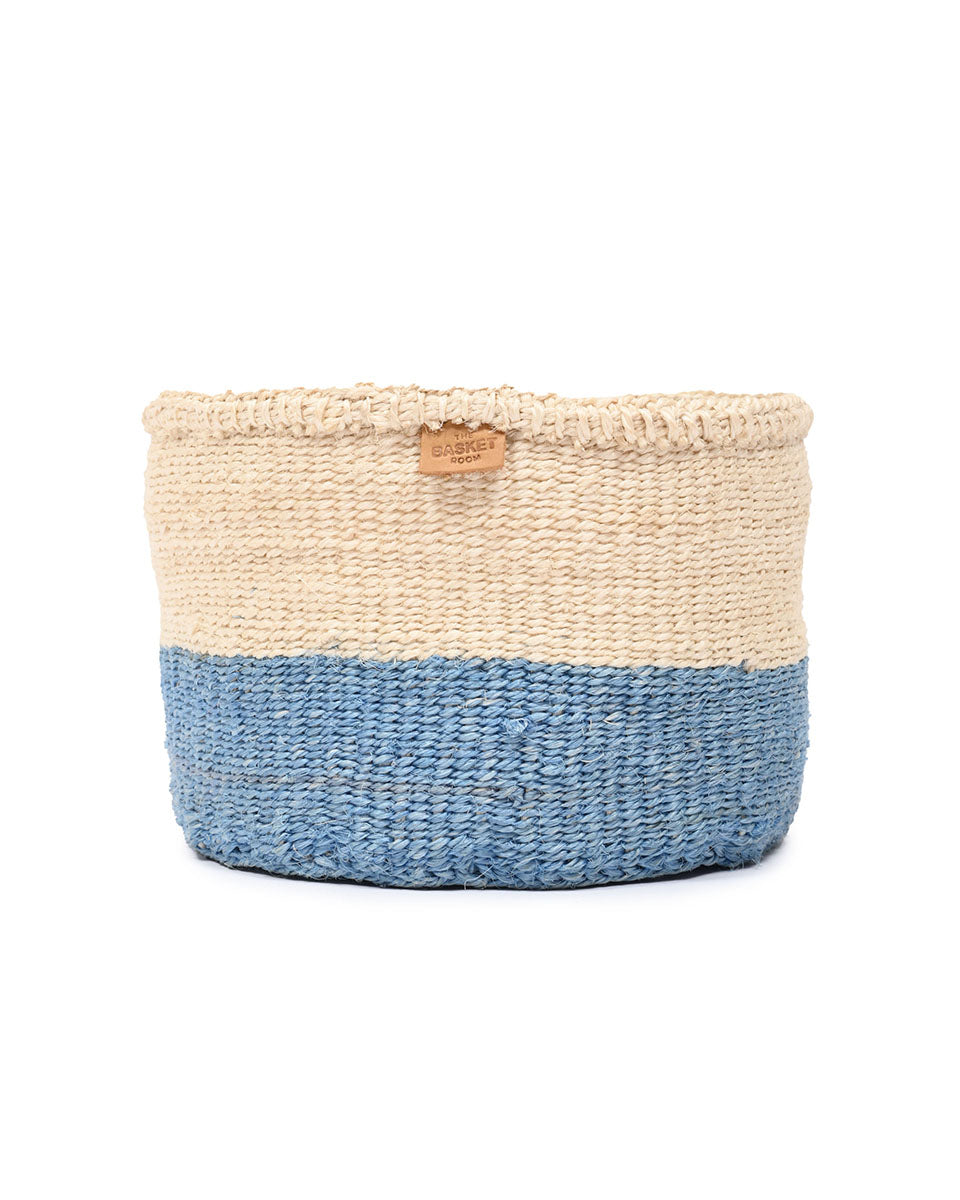 MKOA: Sky Blue Colour Block Woven Basket