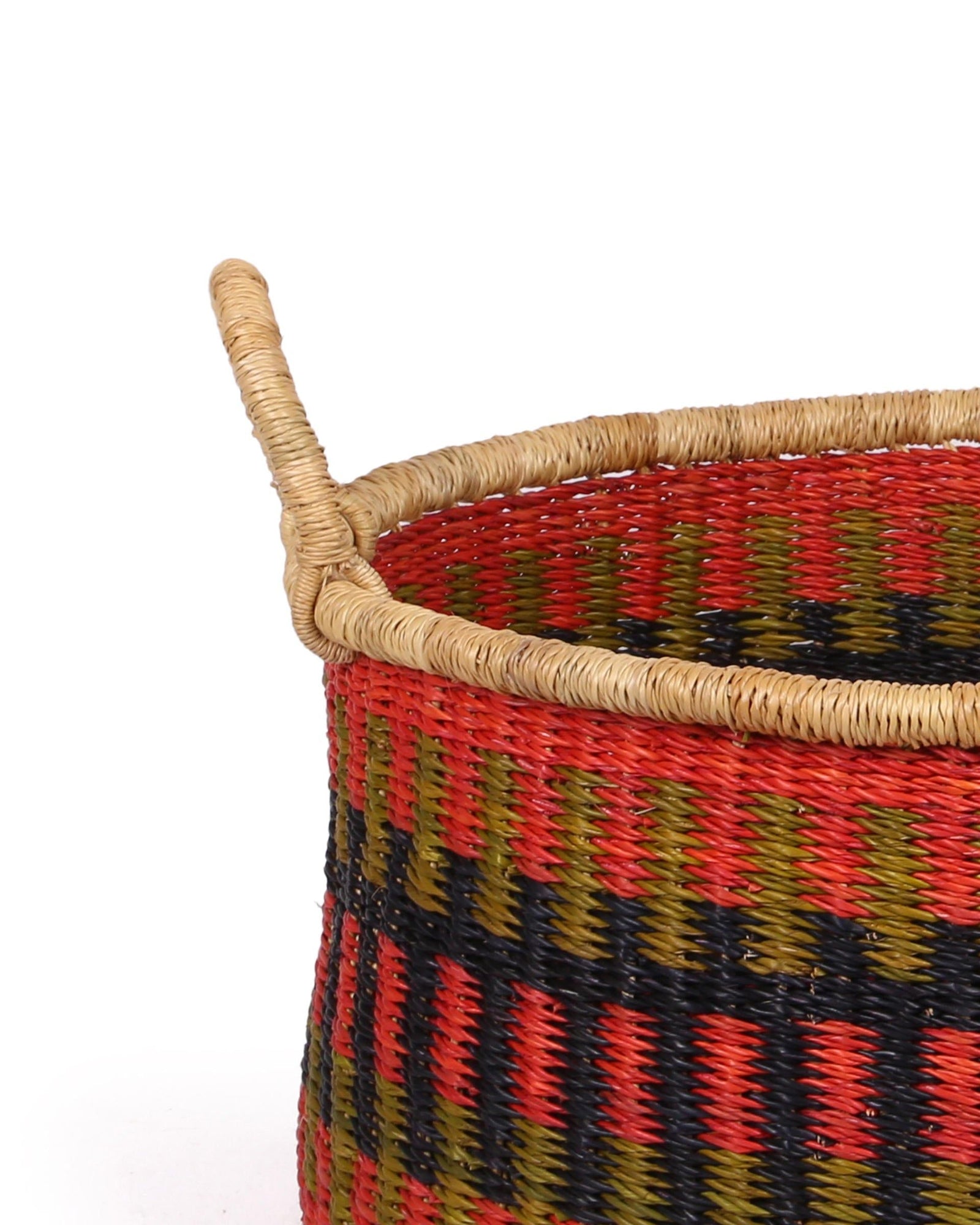 KUNLE: Small Orange, Khaki and Black Floor Storage Basket with Handles