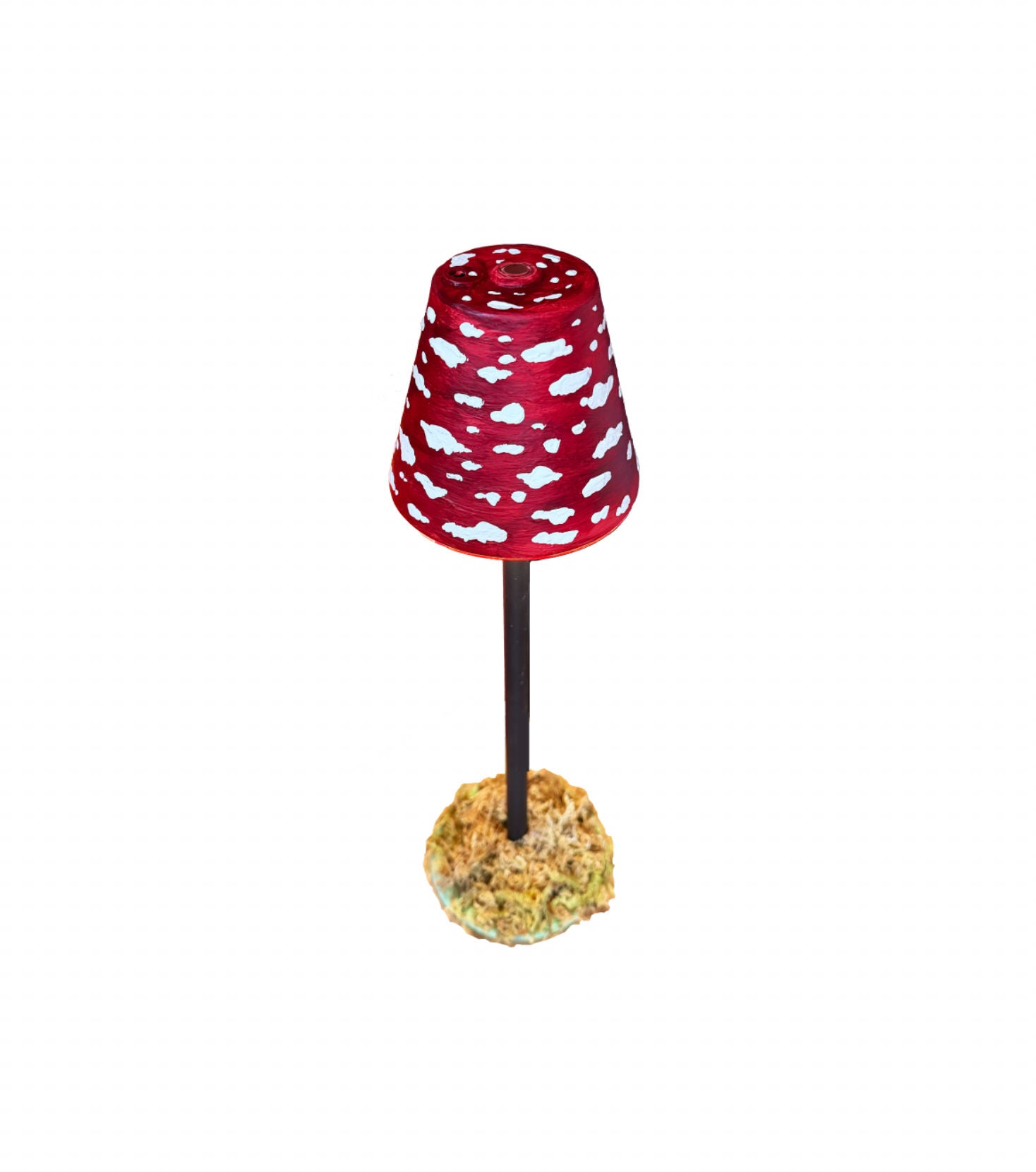 Mushroom Table LED Lamp On a Moss Bed