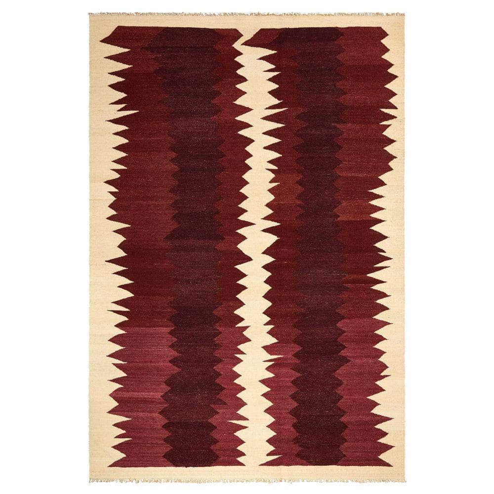Zig Zag Flatweave Rug - Burgundy