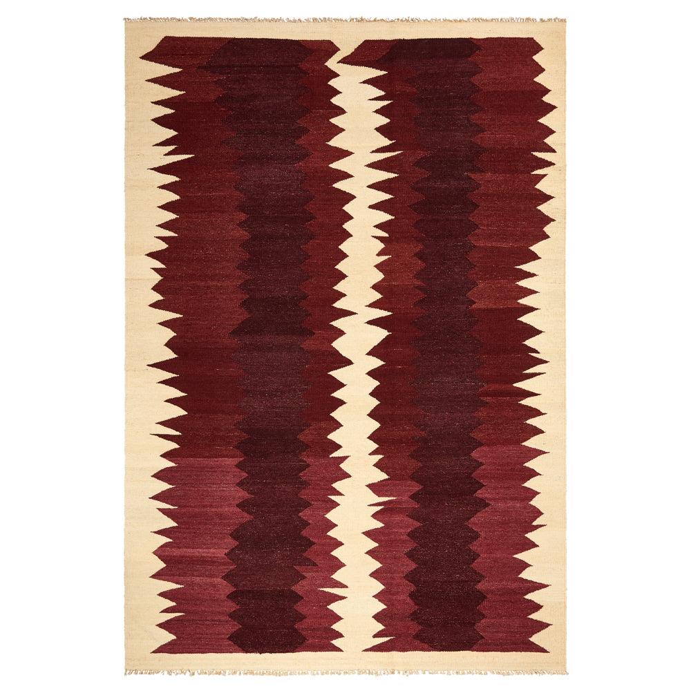 Zig Zag Flatweave Rug - Burgundy