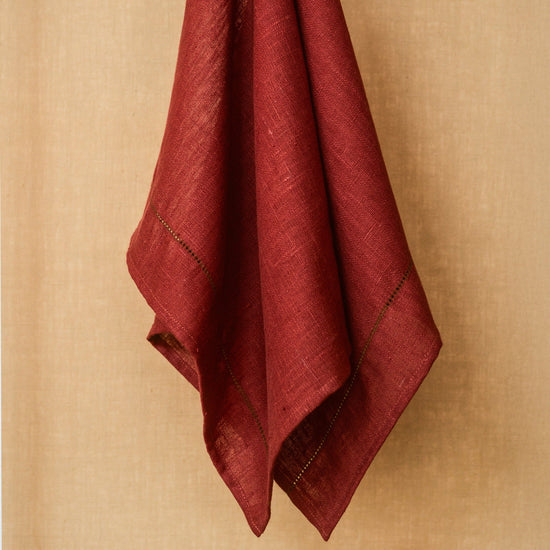 Personalised Marsala Hand Towel with Fern Green Hemstitch