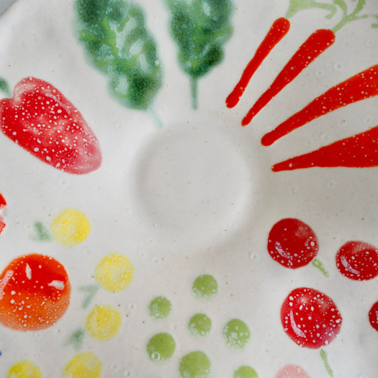 Handmade Ceramic Vegetables Crudites Platter and Bowl Set