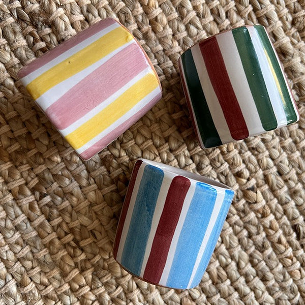 Coffee Cup – Green and Red Stripes