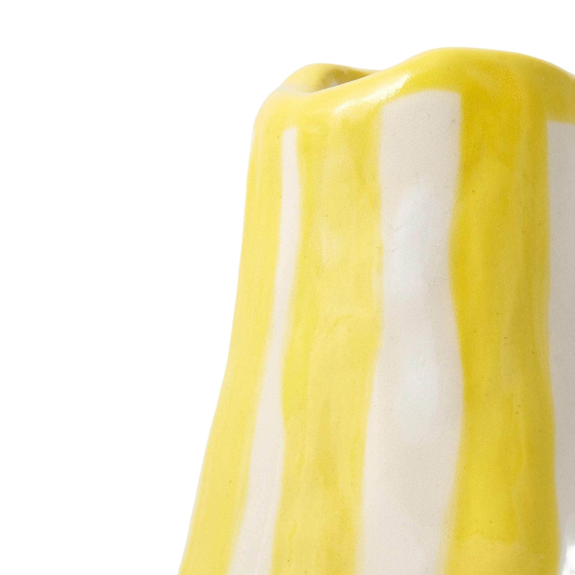 Bright Yellow Candy Stripe Vase