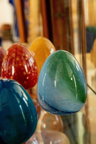 Anthologist Glass Easter Egg, Two-Tone Blue Large