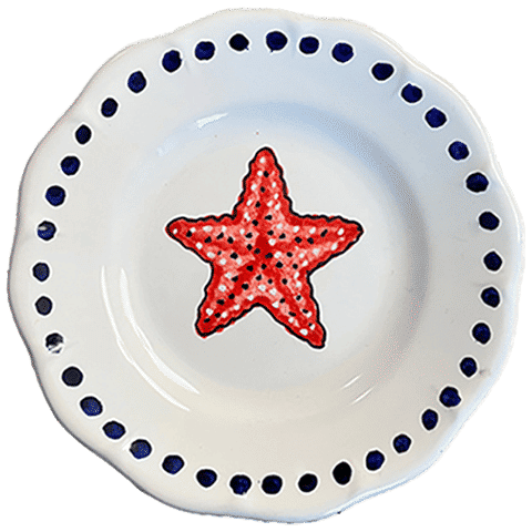 Estate Red Starfish Plate 16cm