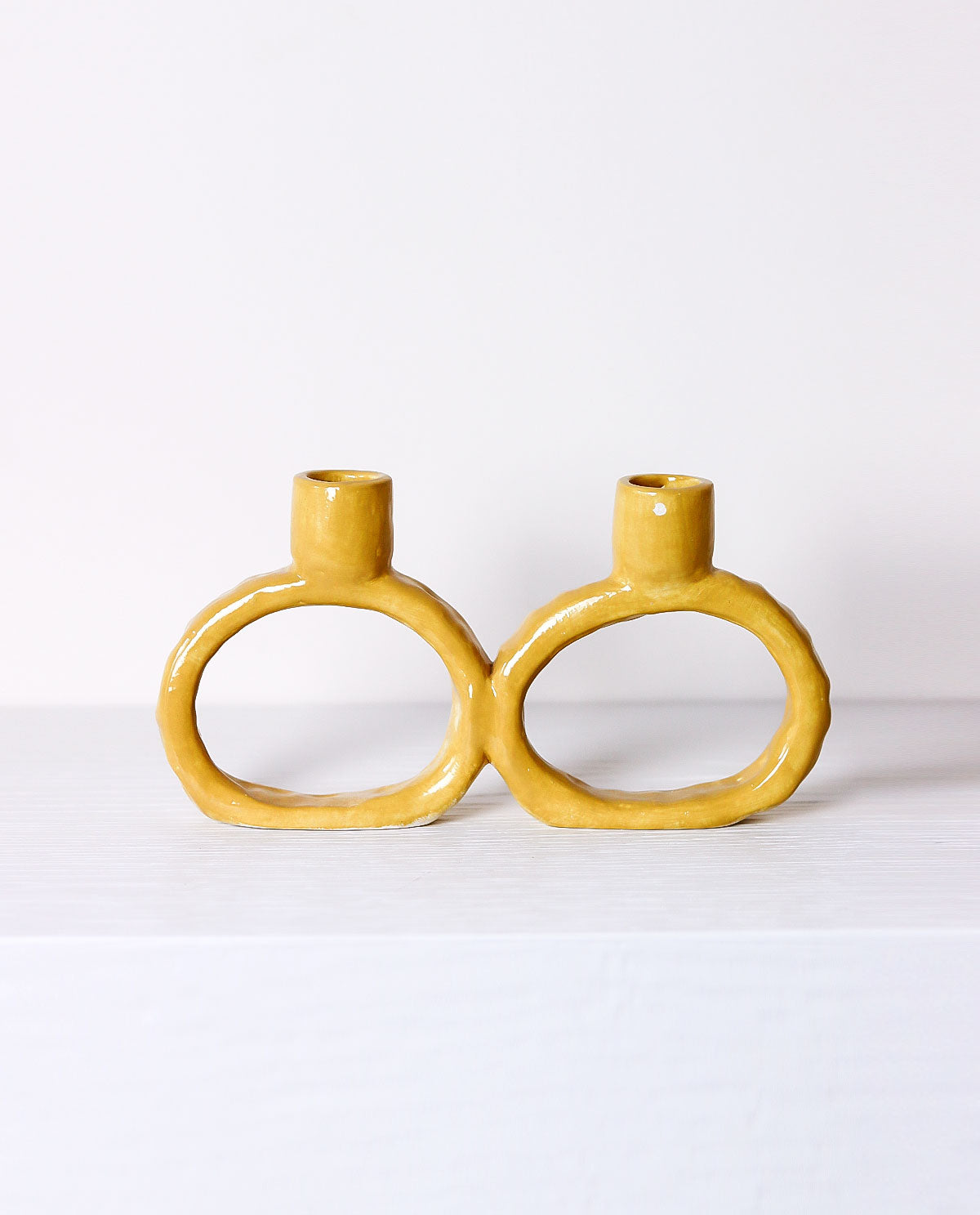 Handmade Ceramic Candle Holder Ochre