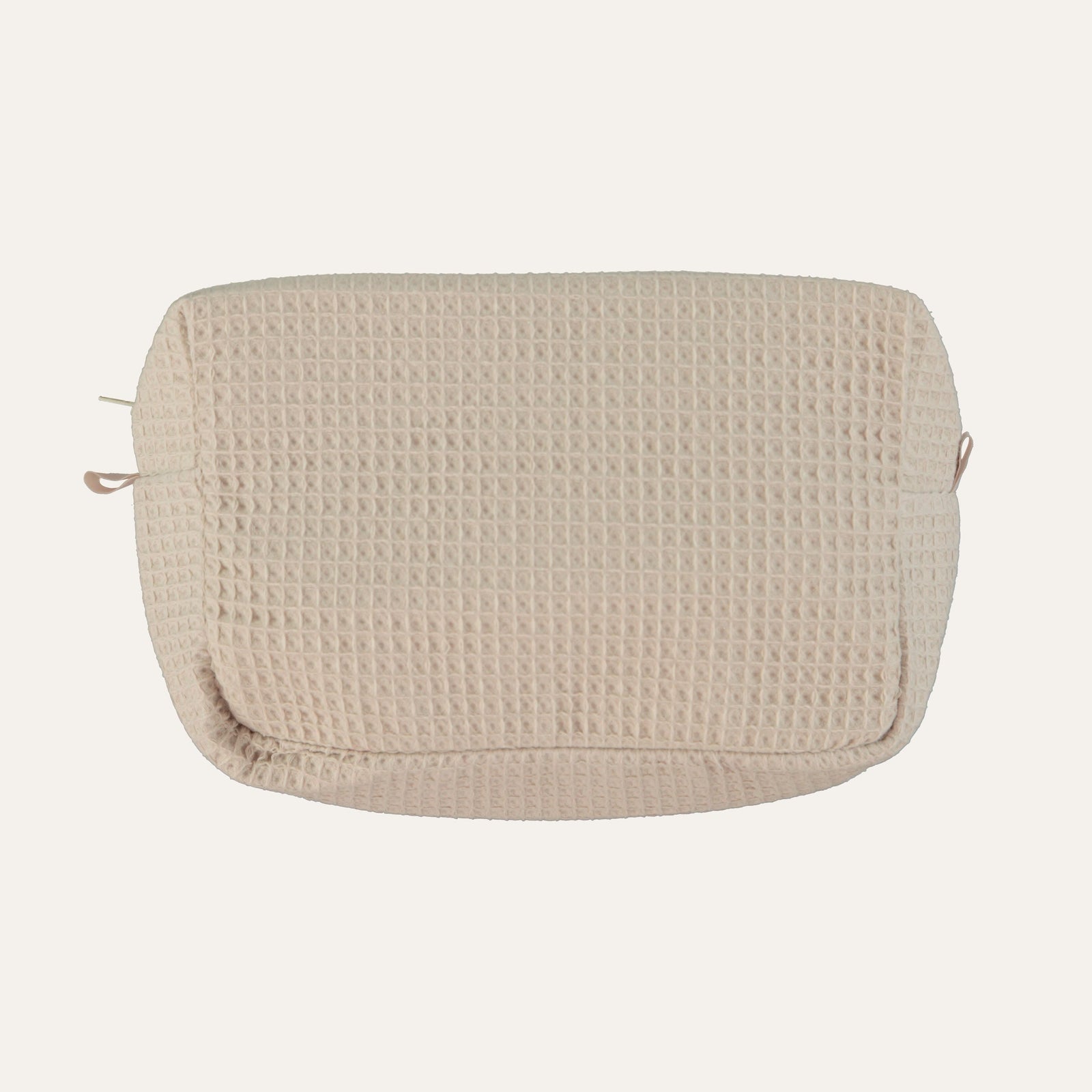 Beige Waffle-Cotton Toiletry Bag