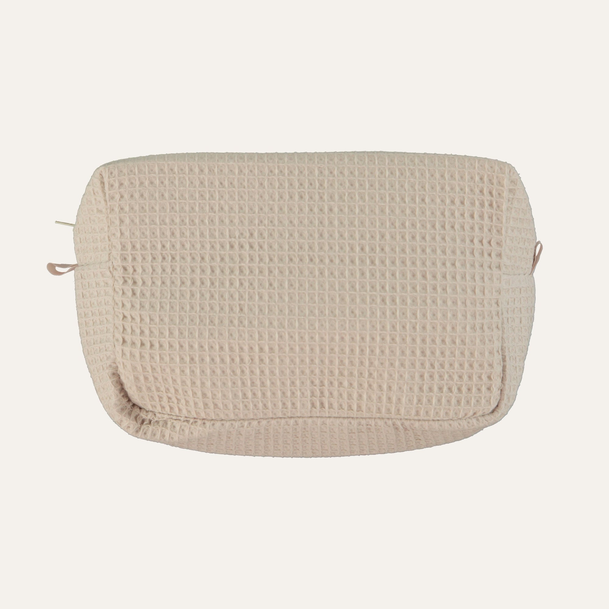 Beige Waffle-Cotton Toiletry Bag