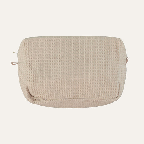 Beige Waffle-Cotton Toiletry Bag
