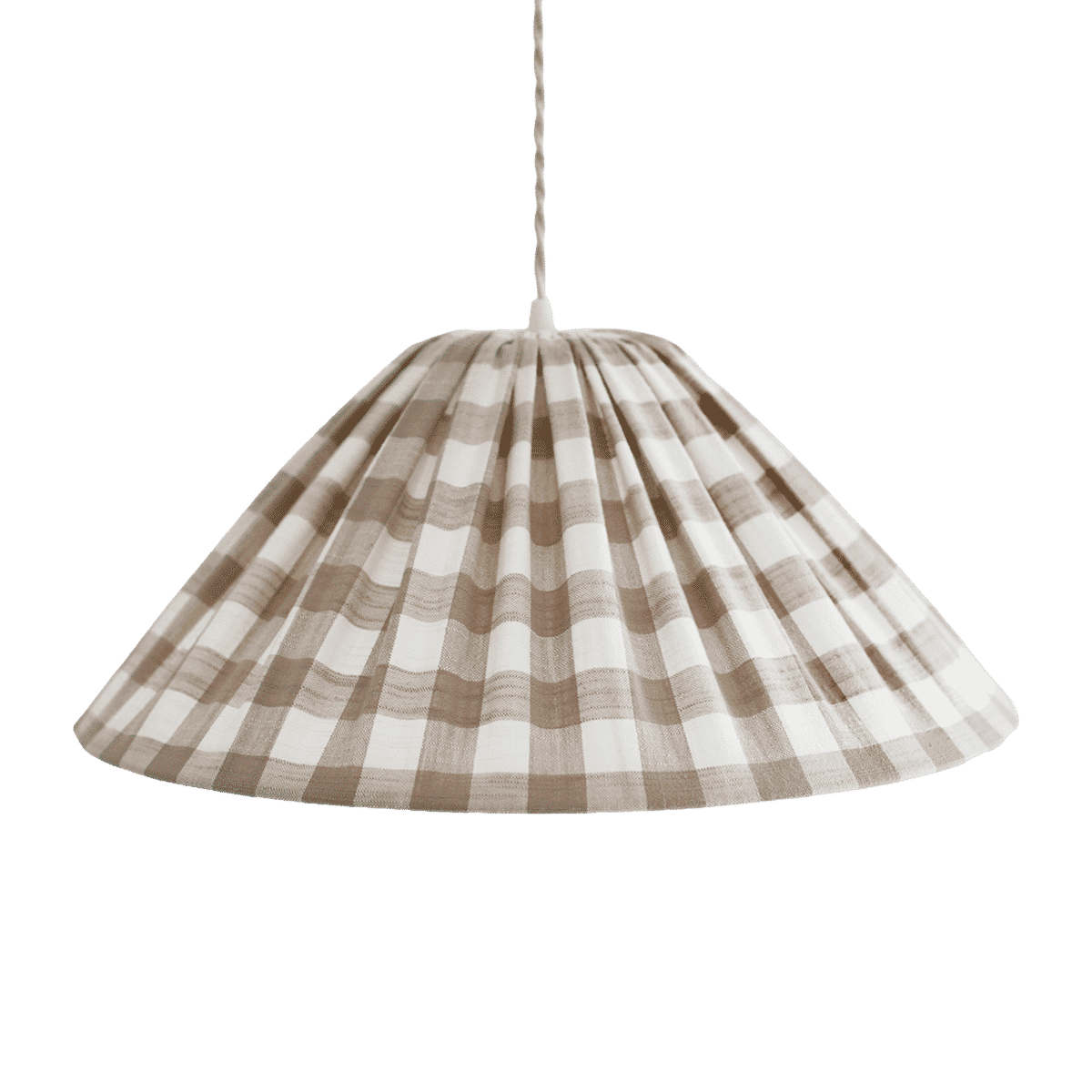 Malala Conical Pendant Light in Beige with Large Check Pattern