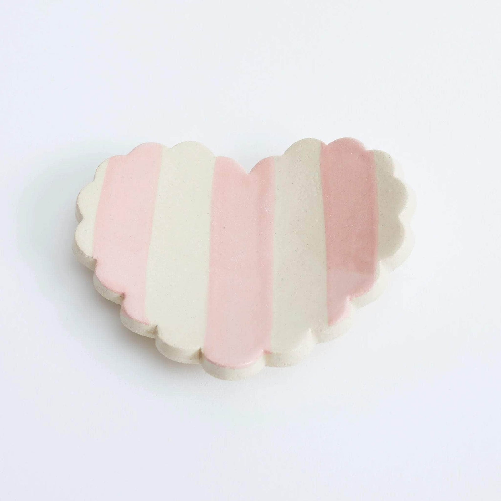Duci Scalloped Heart Striped Trinket Dish Pink