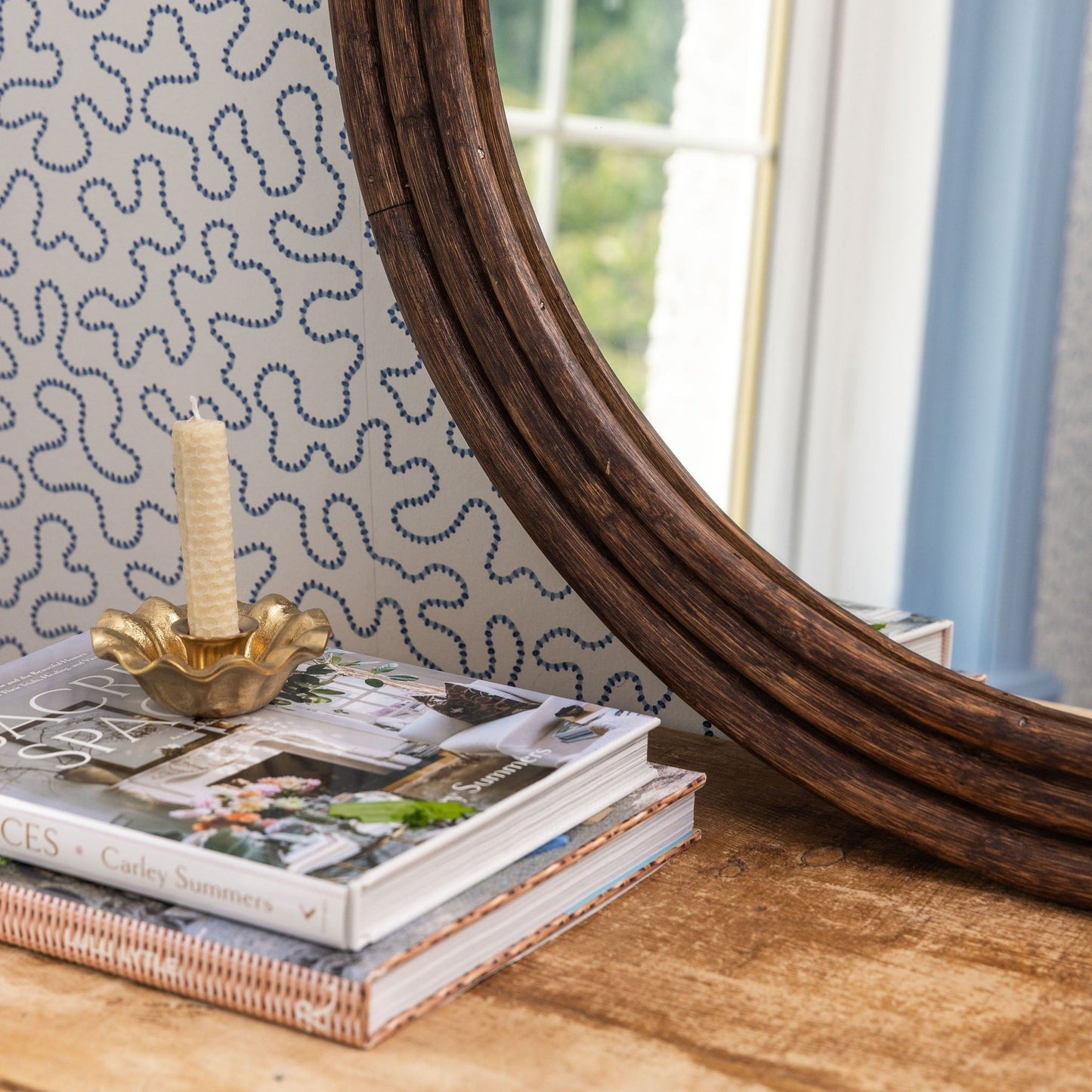 Round Mirror Teak