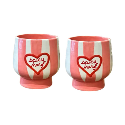 Hand-painted Striped “spicy marg" Cups/Collection of Two