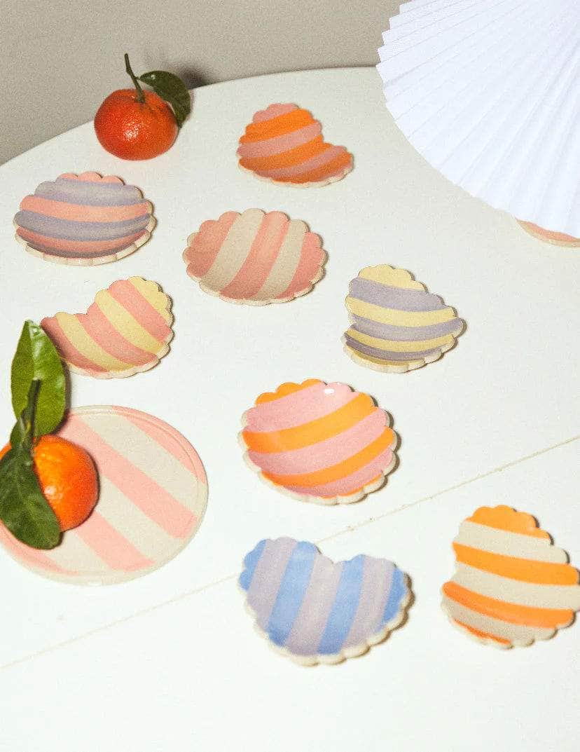 Duci Heart Striped Trinket Dish Orange