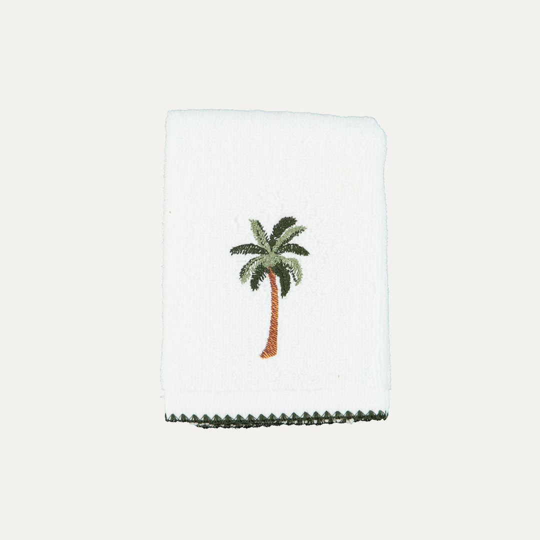 Hand Towel with Shell and Palm Tree Design