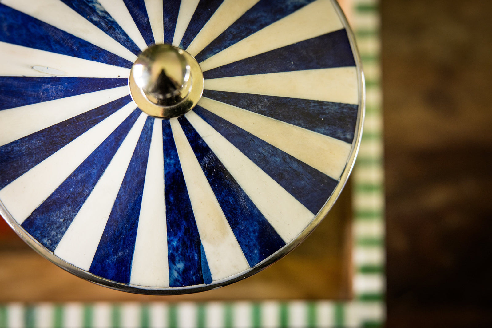 Bone Inlay Ice Bucket | Blue & White | Striped