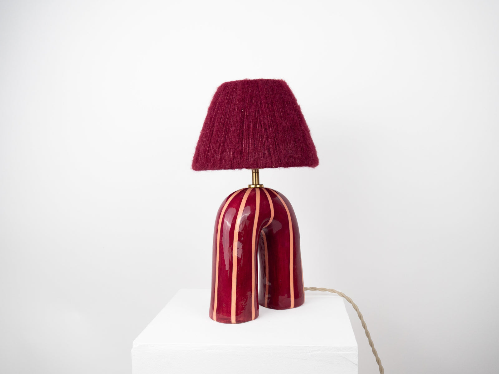'You' Table Lamp - Maroon Stripes
