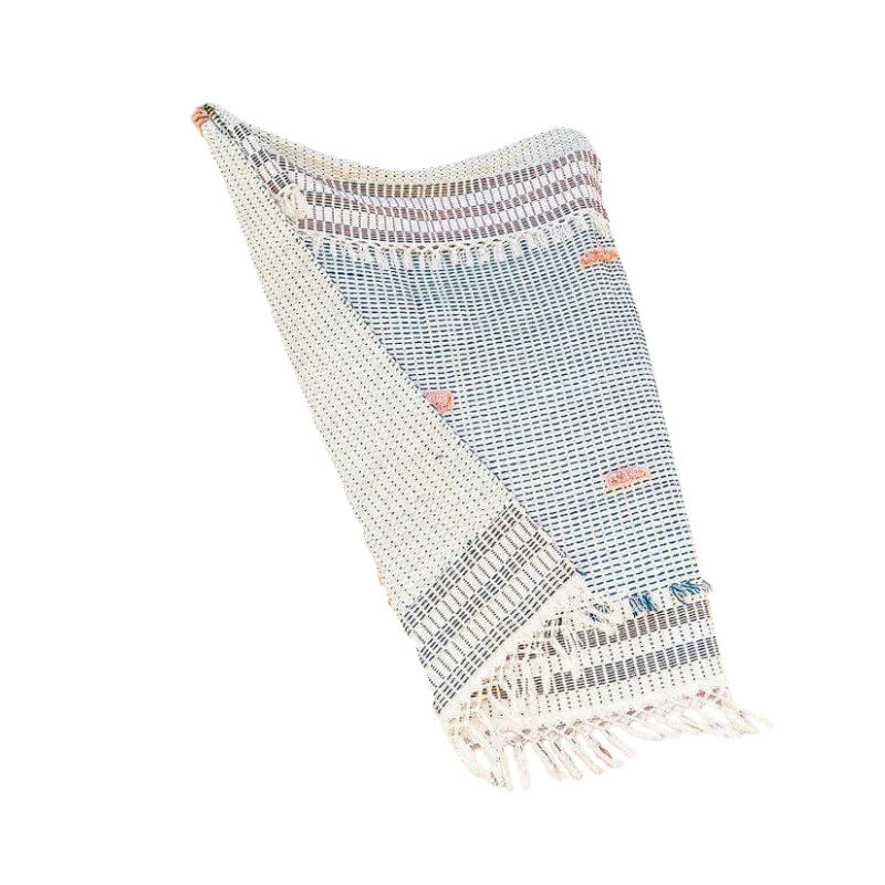 Organic Cotton Indigo & Apricot Throw