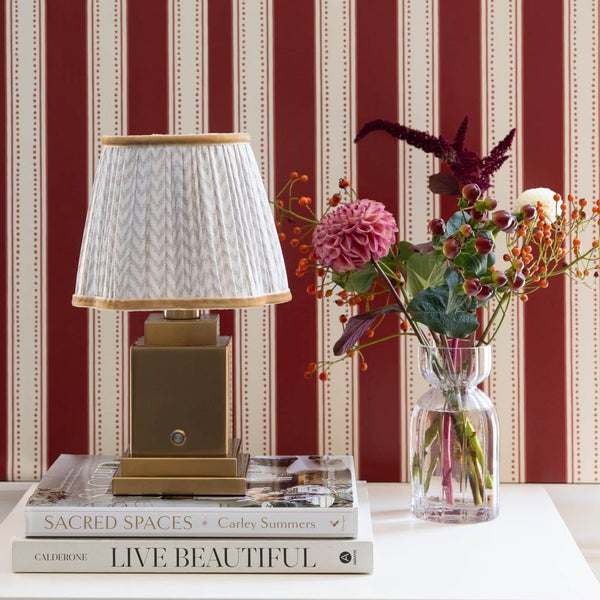 Athena Rechargeable Table Lamp (Beige Herringbone)