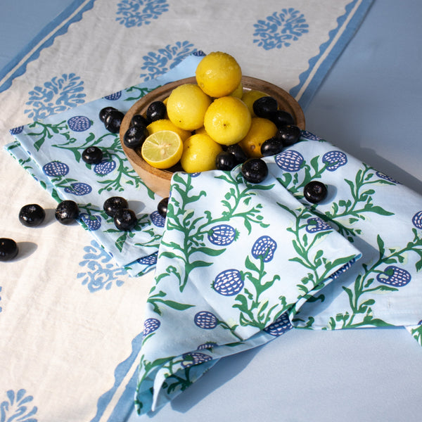 Rasa - Pure Cotton Table Napkin Set of 2 - Pastel Blue
