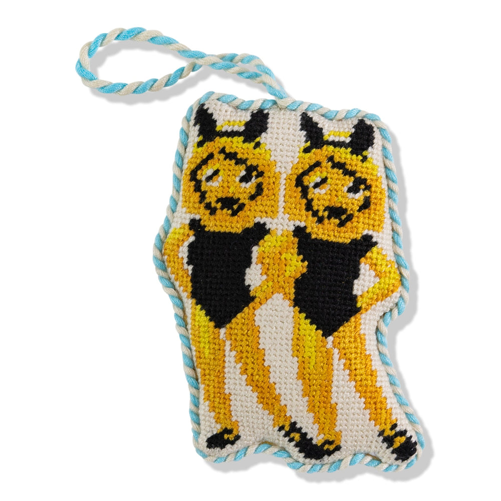 Needlepoint Icon Ornament - Twinning Emoji