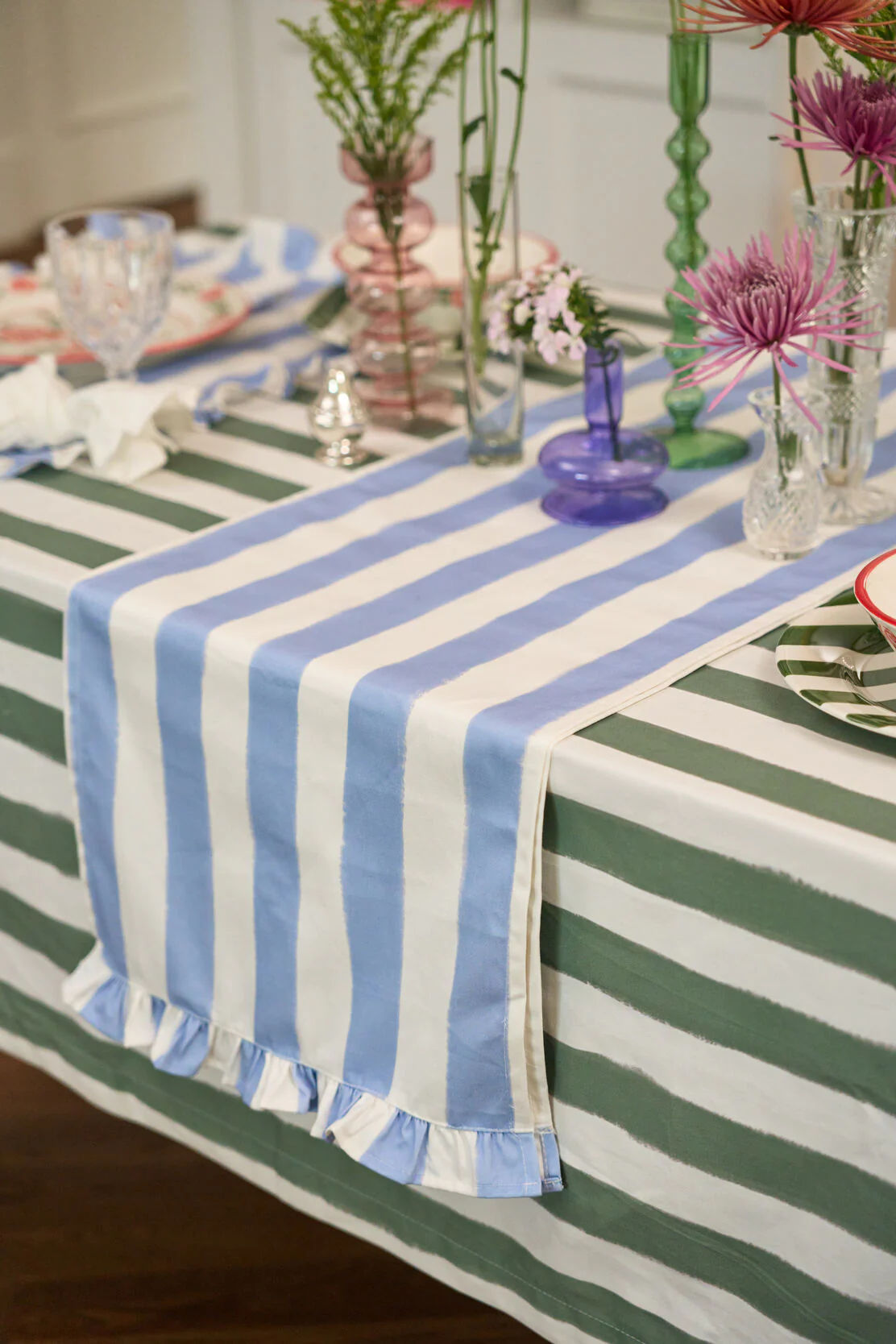 Green Striped Tablecloth - Between Us