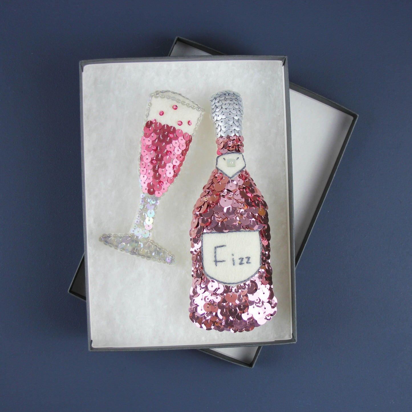 Pink Fizz Sequin Ornament Set