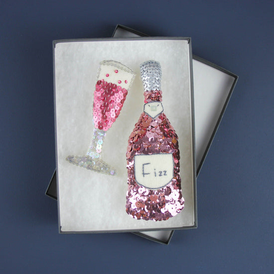 Pink Fizz Sequin Ornament Set