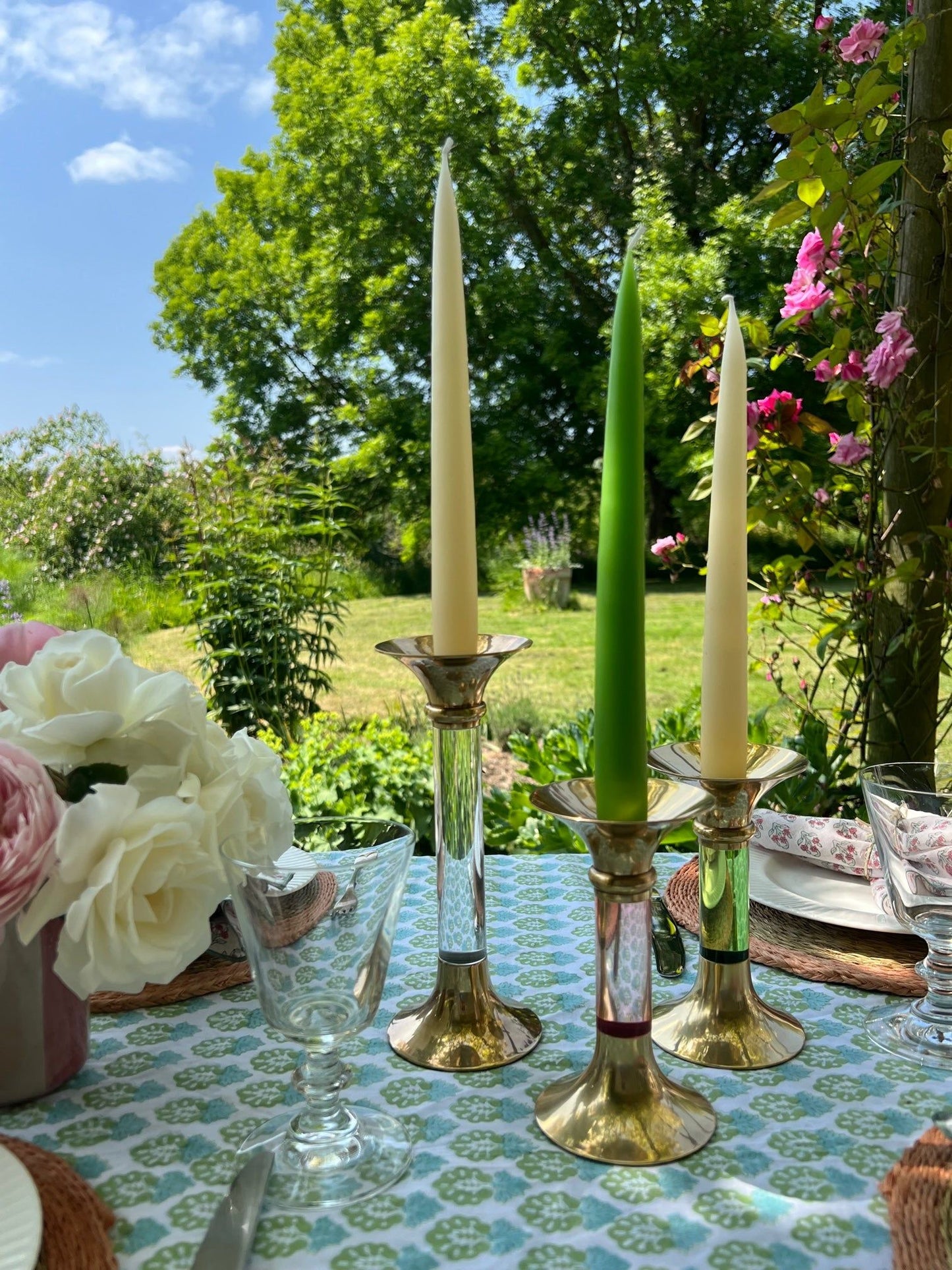 Brass and Acrylic Candleholder | Small | Rose Pink