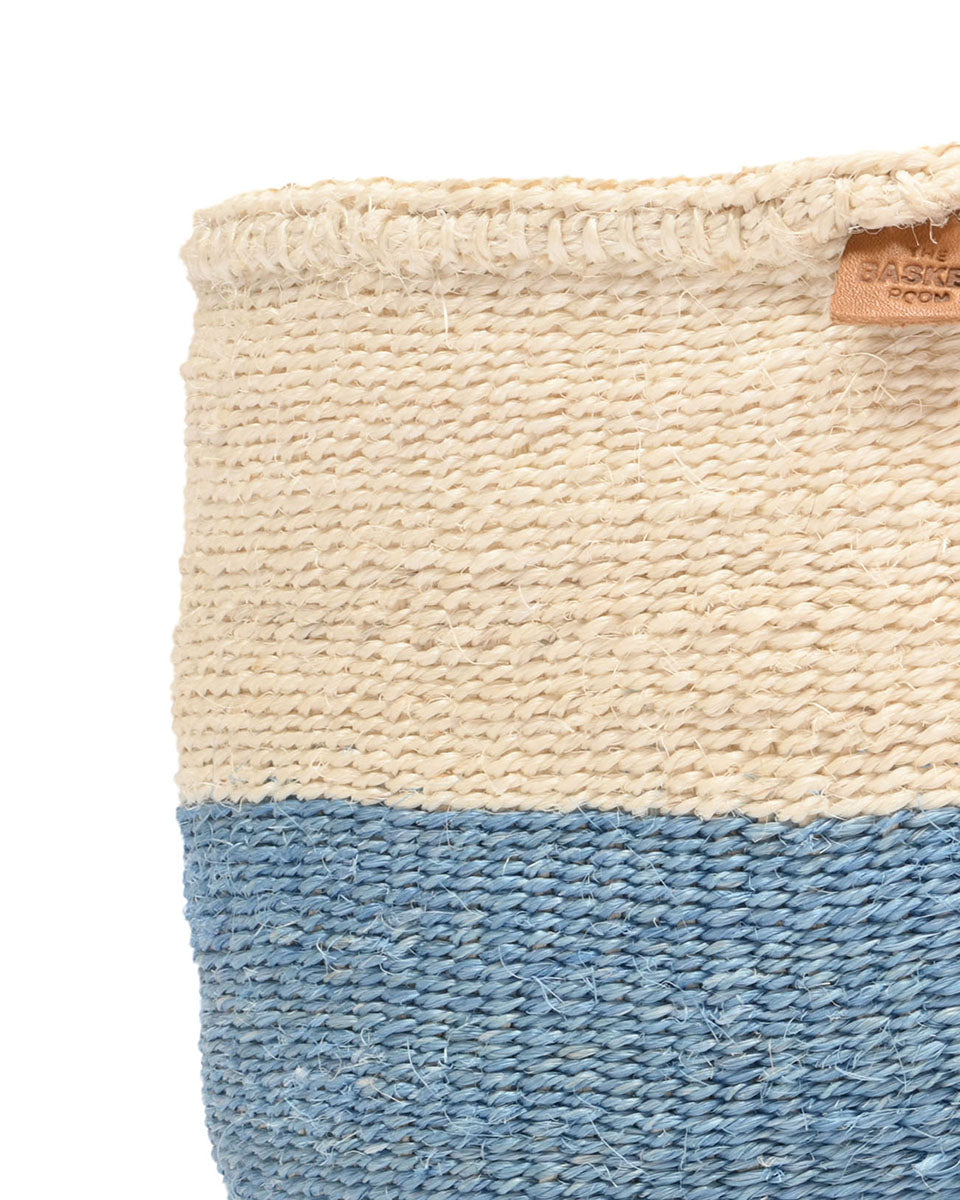 MKOA: Sky Blue Colour Block Woven Basket