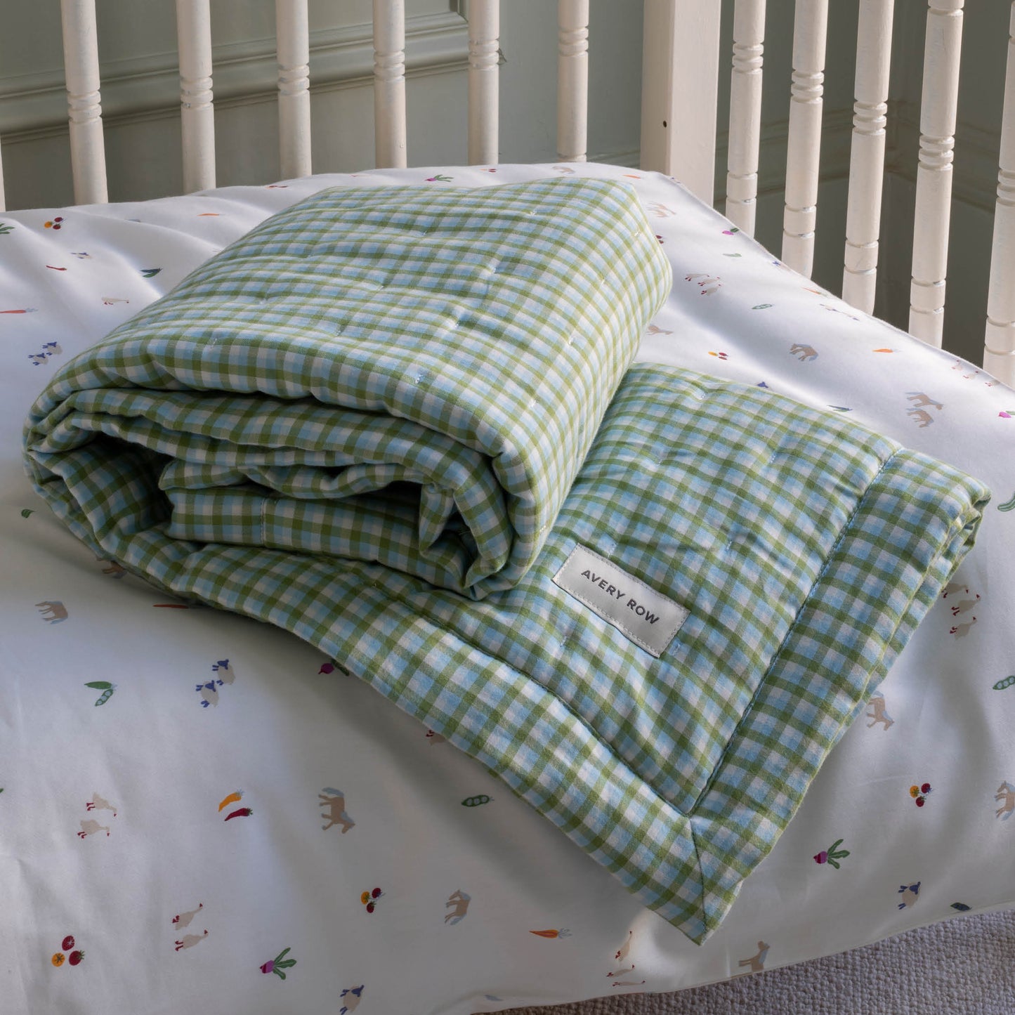Quilted Cotbed Bedspread  - Greenhouse Gingham