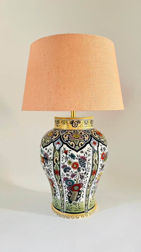 Antique Delft Boch Polychrome Lamp