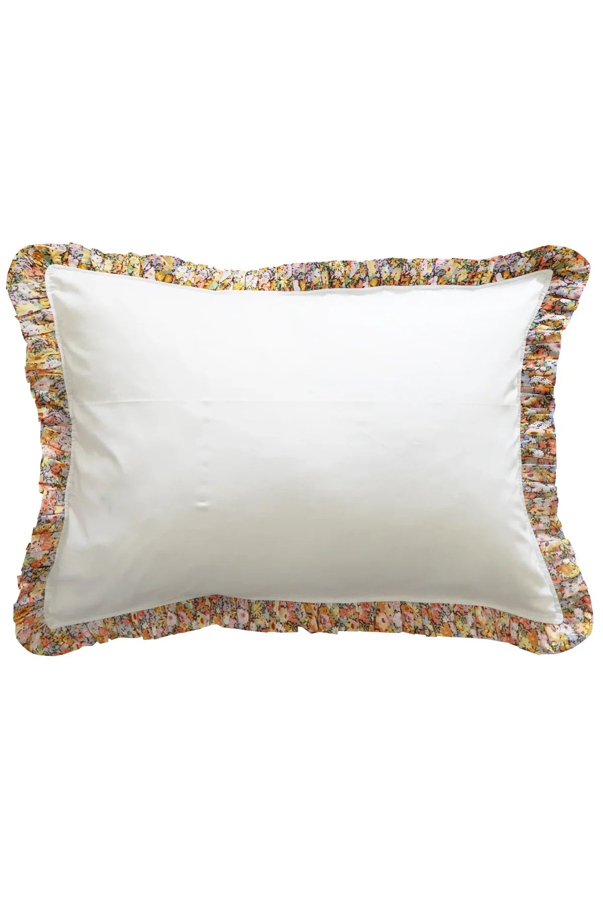 Frill-Edge White Duvet Set made with Liberty Fabric THORPE YELLOW