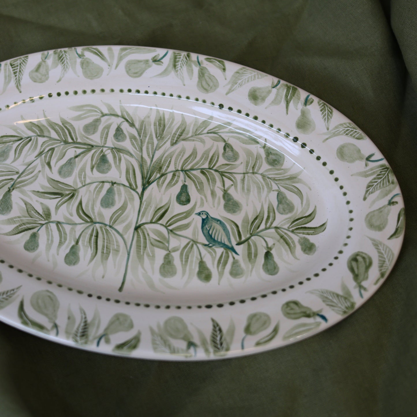 Partridge in a Pear Tree Hand Painted Platter 02