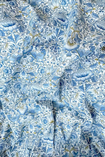 Fitted Sheet Made With Liberty Fabric Lodden China Blue