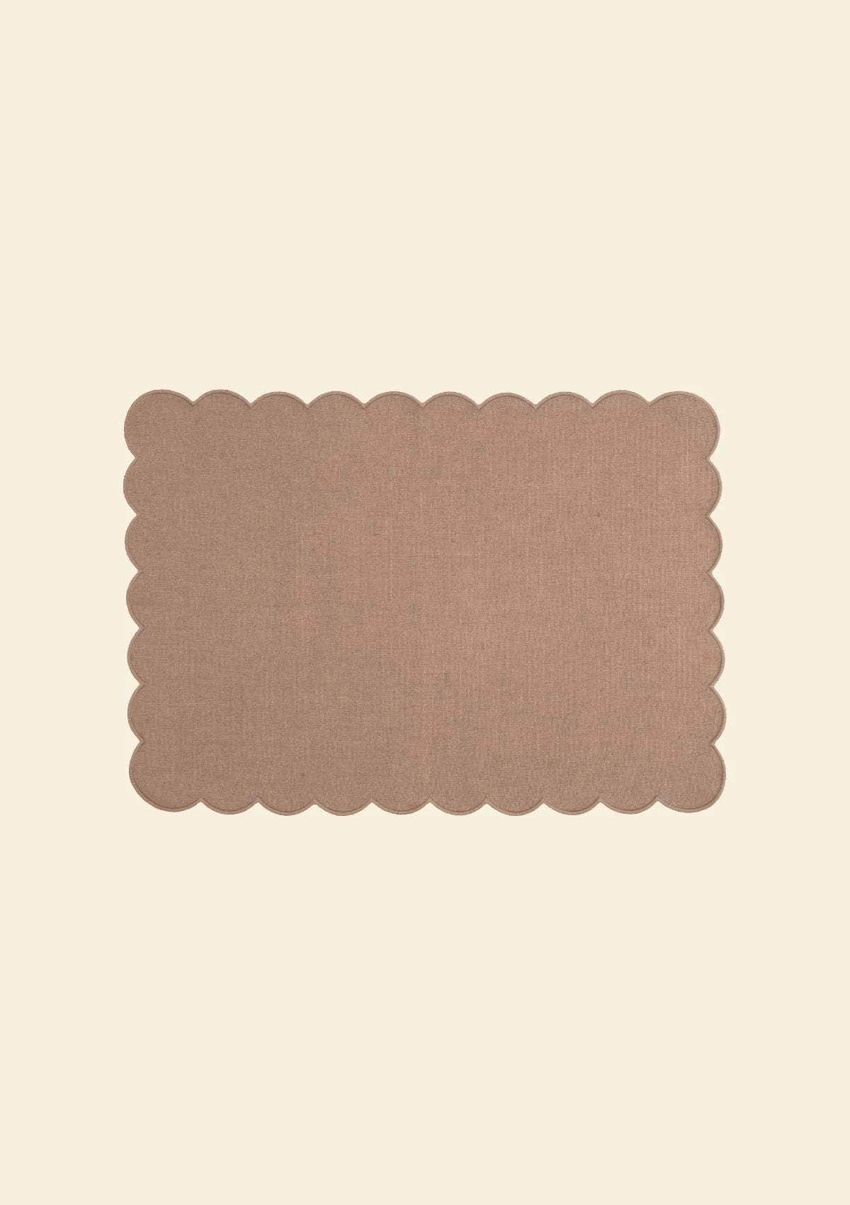 The Blushed Pink Linen Scalloped Rectangular Placemats (Set of 2)