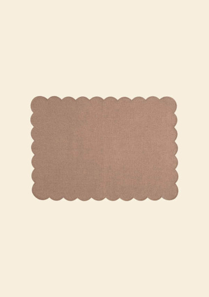 The Blushed Pink Linen Scalloped Rectangular Placemats (Set of 2)