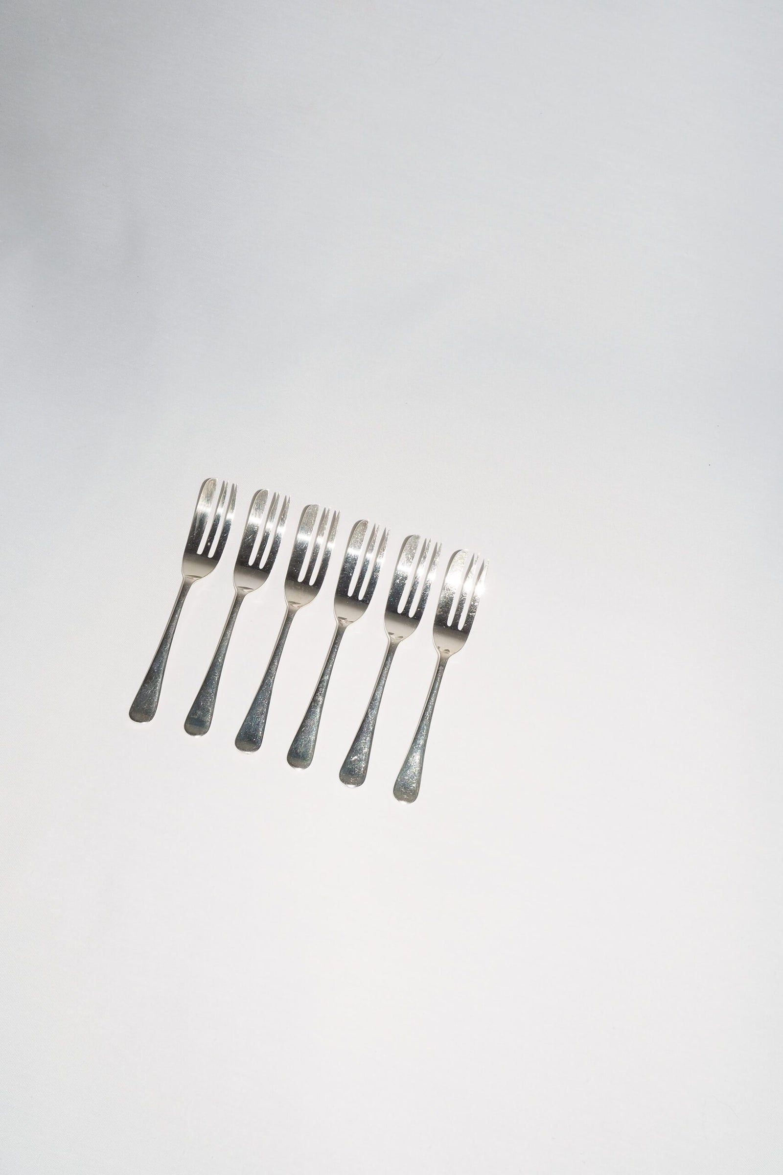 6 Antique Silver Plate Cake Forks