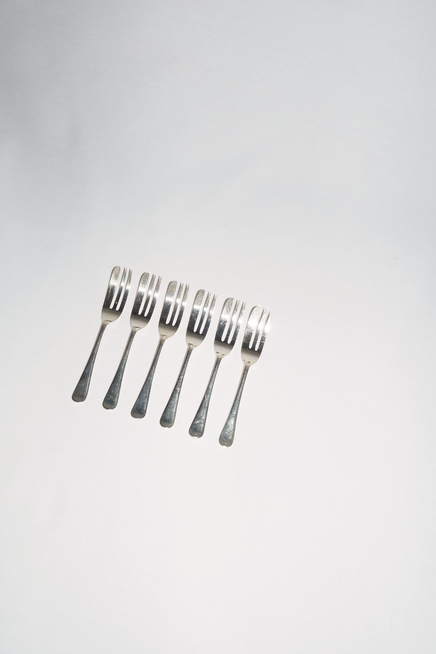 6 Antique Silver Plate Cake Forks