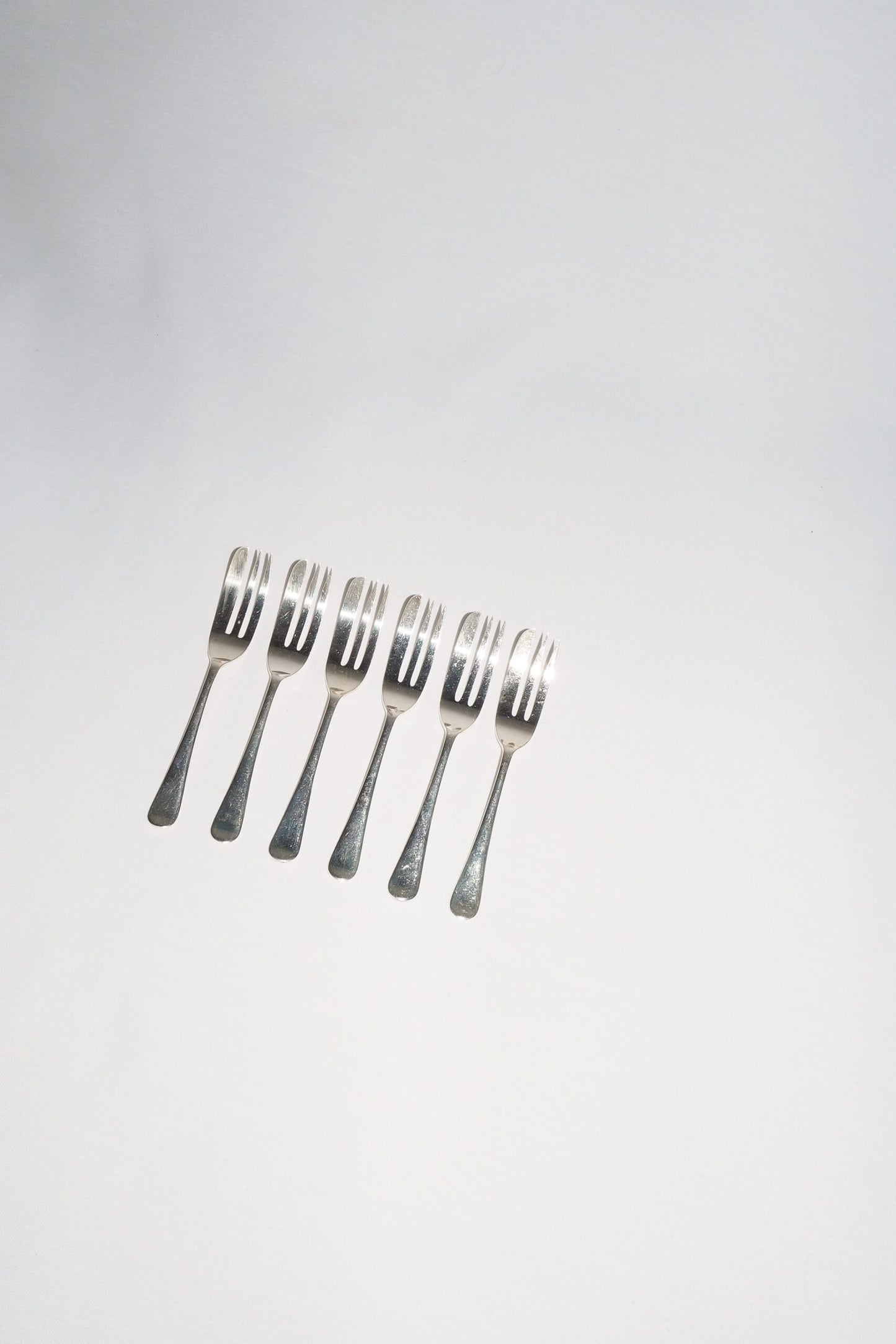 6 Antique Silver Plate Cake Forks
