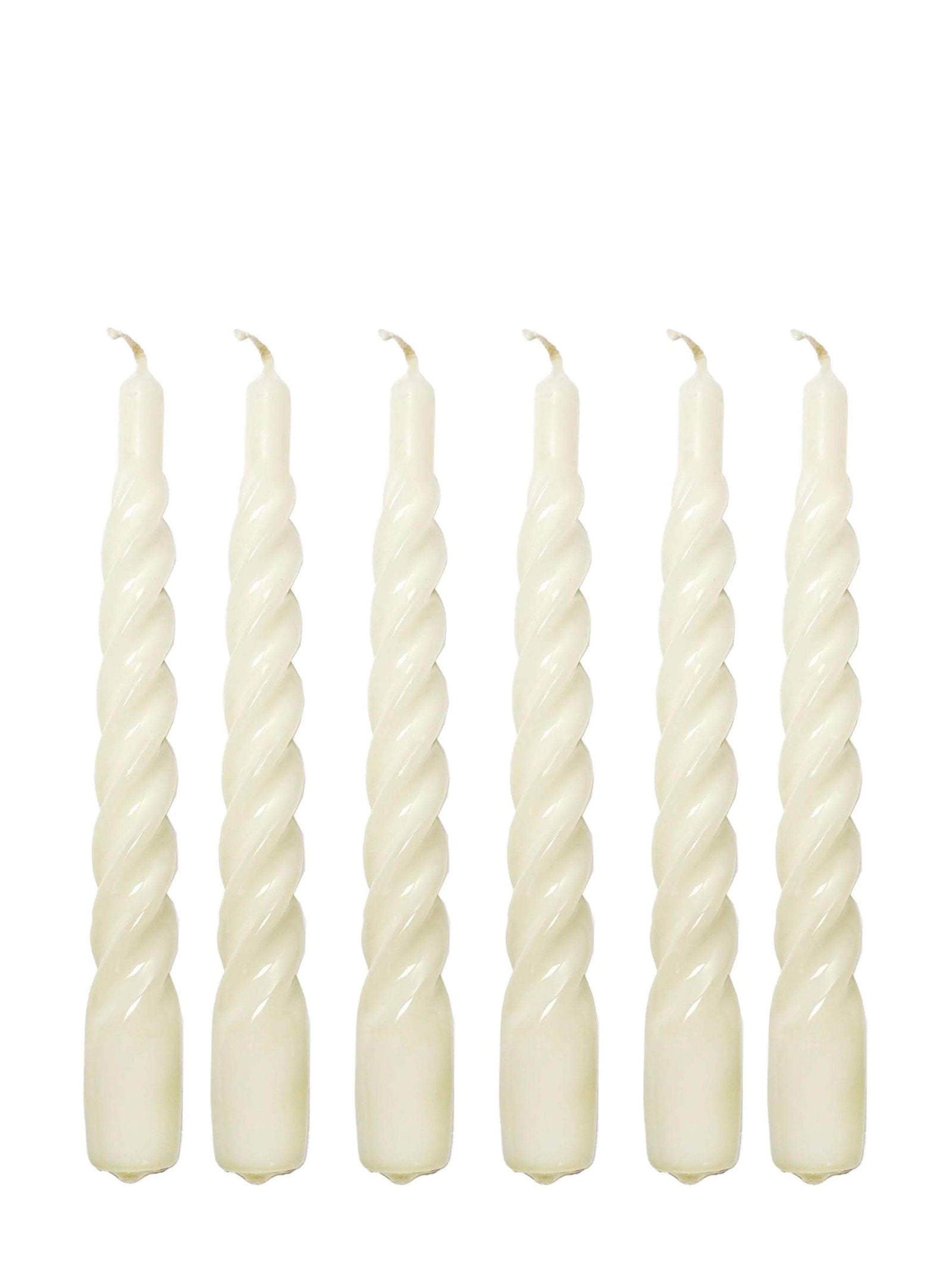 White Twisted Gloss Candles - Set of 6