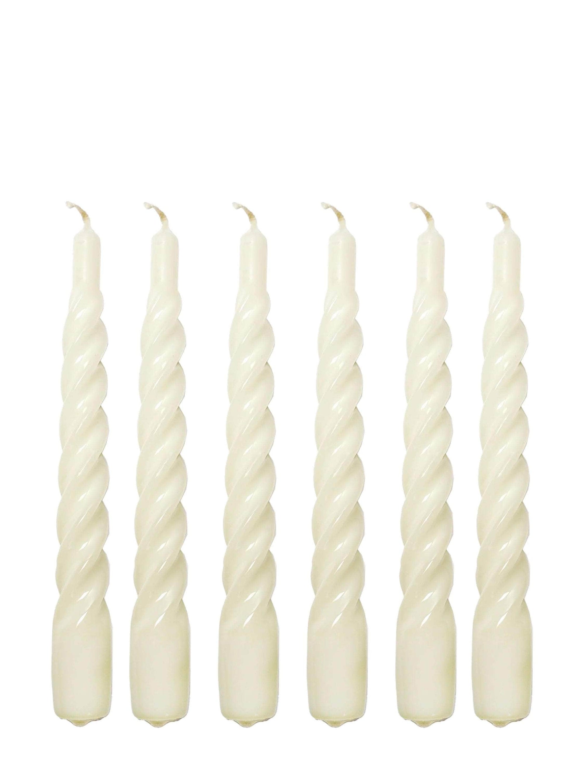 White Twisted Gloss Candles - Set of 6
